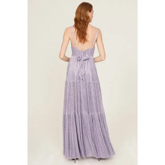 Sabina Musayev Pacific Purple Metallic Maxi Gown Tiered Size Medium Dress Read* - Picture 7 of 7